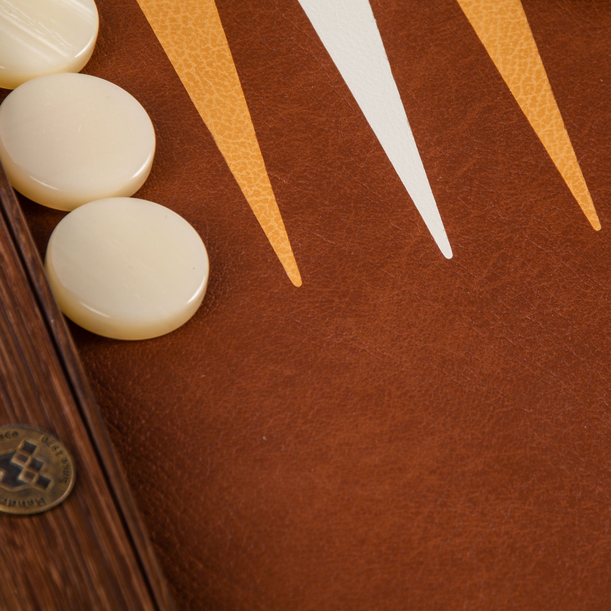 Premium Handcrafted Knitted Leather Backgammon Set in Brown by Manopoulos - Lifestyle View