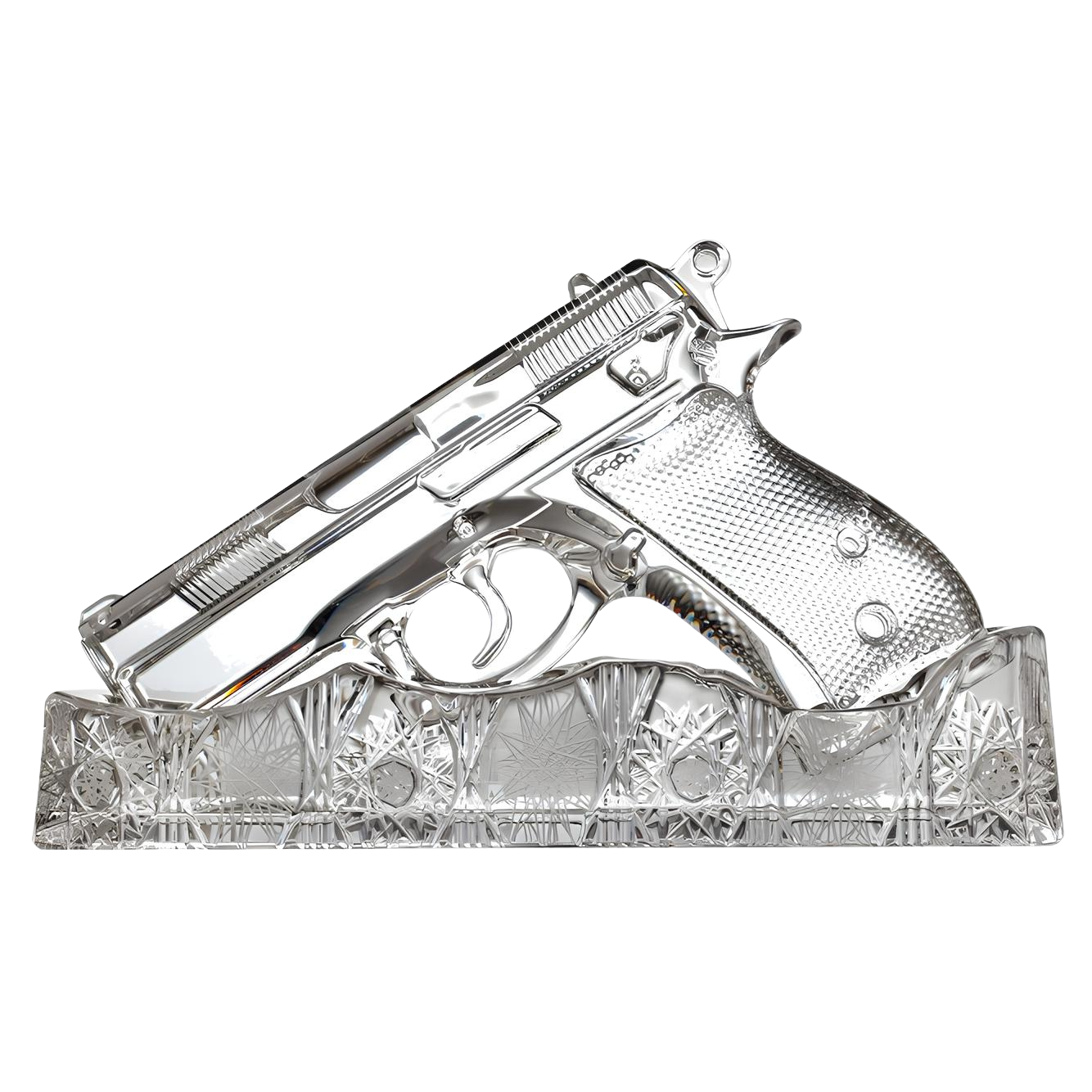 Signature Engraved Classic Clear crystal sculpture, studio view