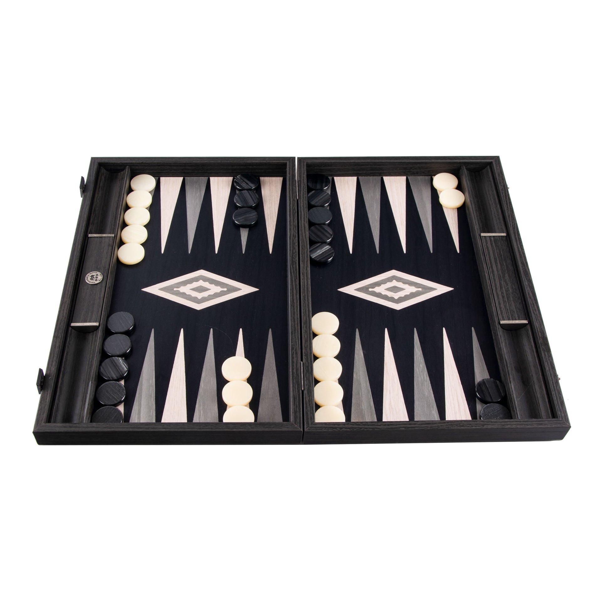Premium Handcrafted Wooden Backgammon Set with Marquetry Design by Manopoulos - Alternate Angle