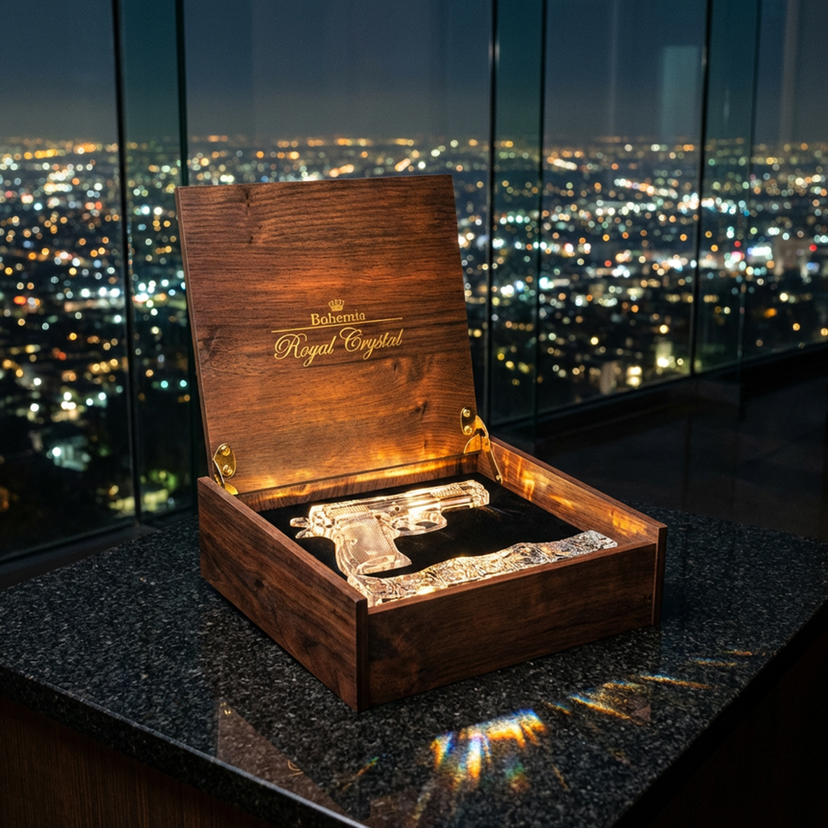 Signature Engraved crystal sculpture in its Bohemia Royal Crystal presentation box