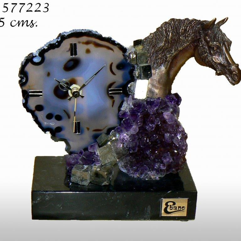 Borlas - Horse sculptures and clock with precious stones - LAZADO