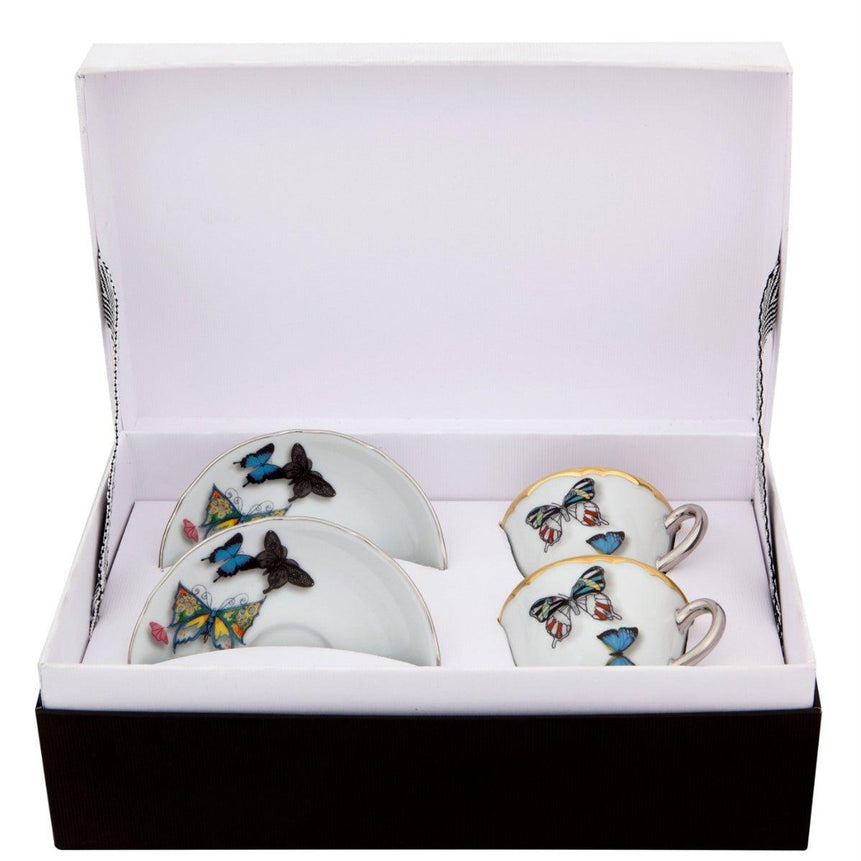 Butterfly Parade - Set 2 Coffee Cups & Saucers - LAZADO