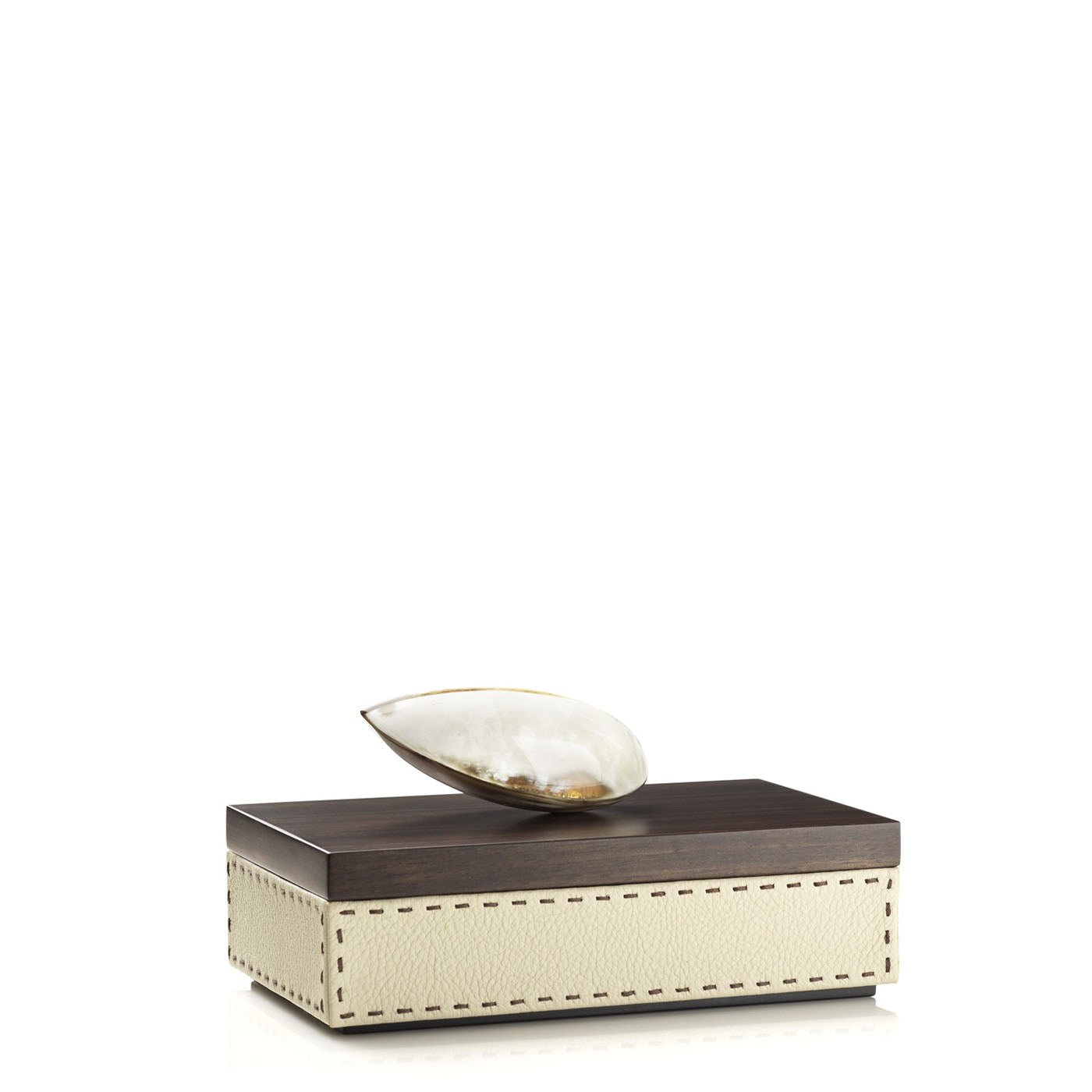 CAPRICIA Box - Ice-cream colour with handmade dark brown stitching - LAZADO