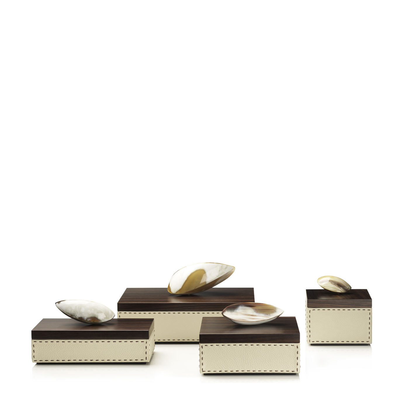 CAPRICIA Box - Ice-cream colour with handmade dark brown stitching - LAZADO