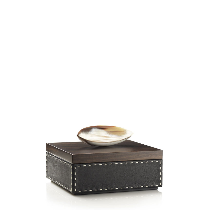 CAPRICIA Box - Onyx colour with handmade ivory stitching - LAZADO