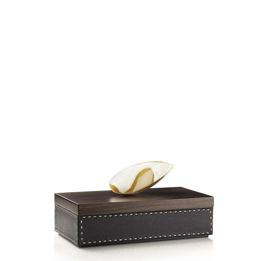 CAPRICIA Box - Onyx colour with handmade ivory stitching - LAZADO