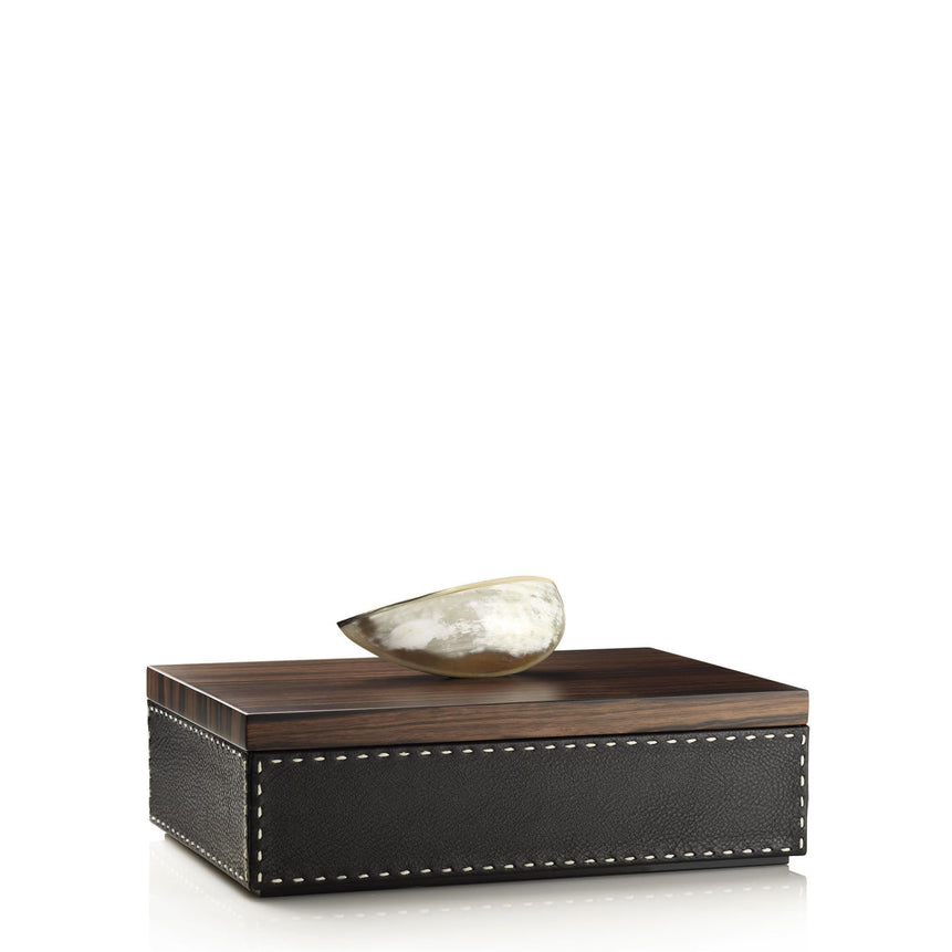 CAPRICIA Box - Onyx colour with handmade ivory stitching - LAZADO