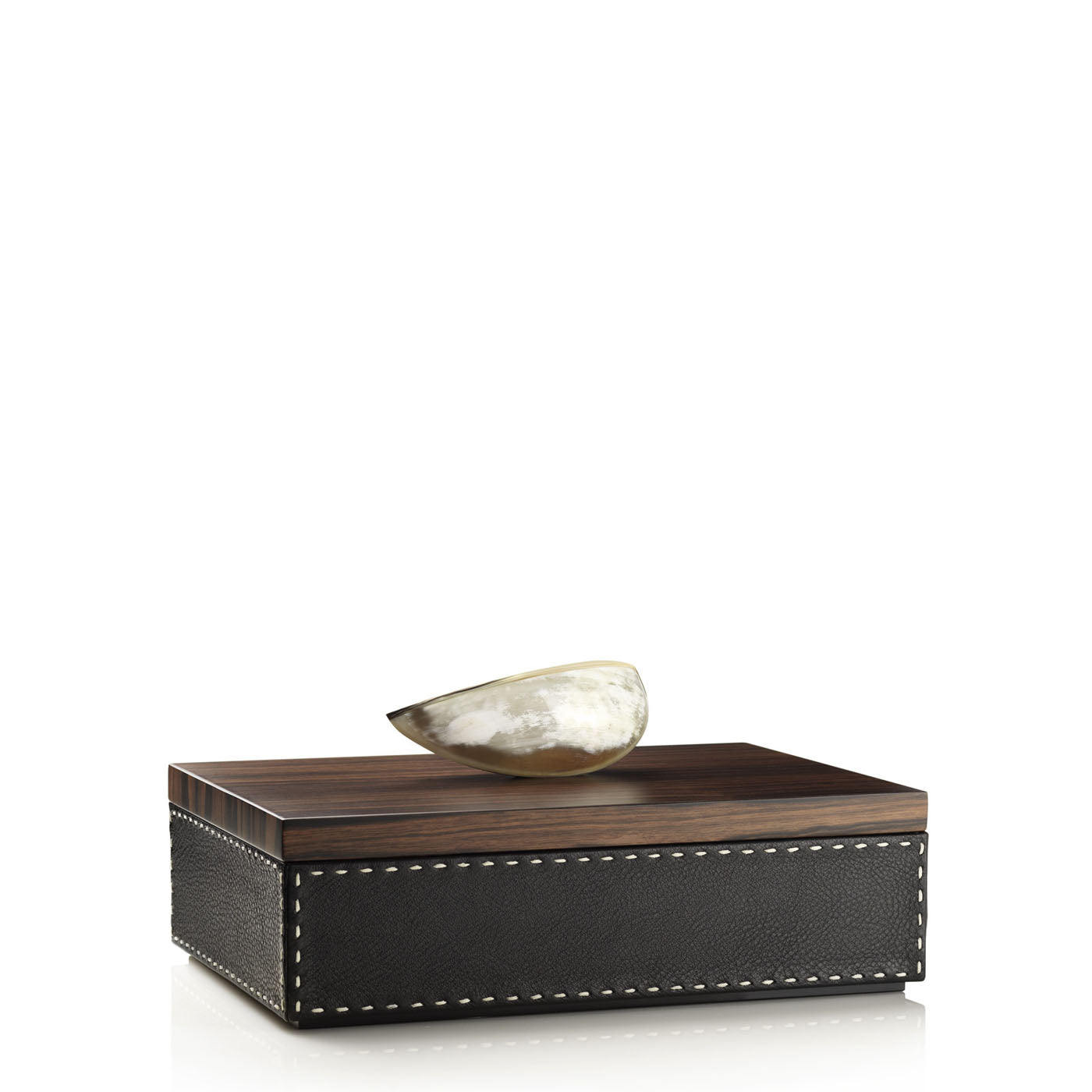 CAPRICIA Box - Onyx colour with handmade ivory stitching - LAZADO