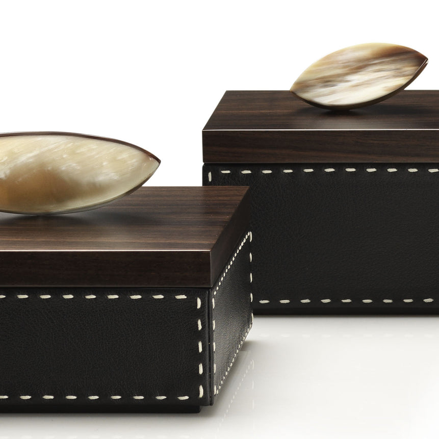CAPRICIA Box - Onyx colour with handmade ivory stitching - LAZADO