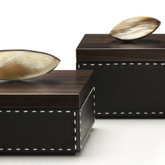 CAPRICIA Box - Onyx colour with handmade ivory stitching - LAZADO