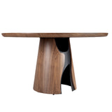 Round dining table in walnut and black epoxy steel