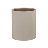 Round side table in walnut, walnut and wood upholstered in sand-coloured leatherette