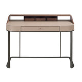 Desktop dressing table leatherette, walnut and gray steel
