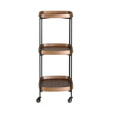 Walnut minibar trolley with black steel