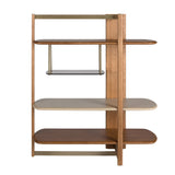 Right rectangular shelving unit in light walnut and greige-coloured wood