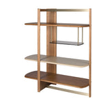 Left rectangular shelving unit in light walnut and greige-coloured wood
