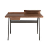Walnut and dark grey metal-coloured fiberglass writing desk
