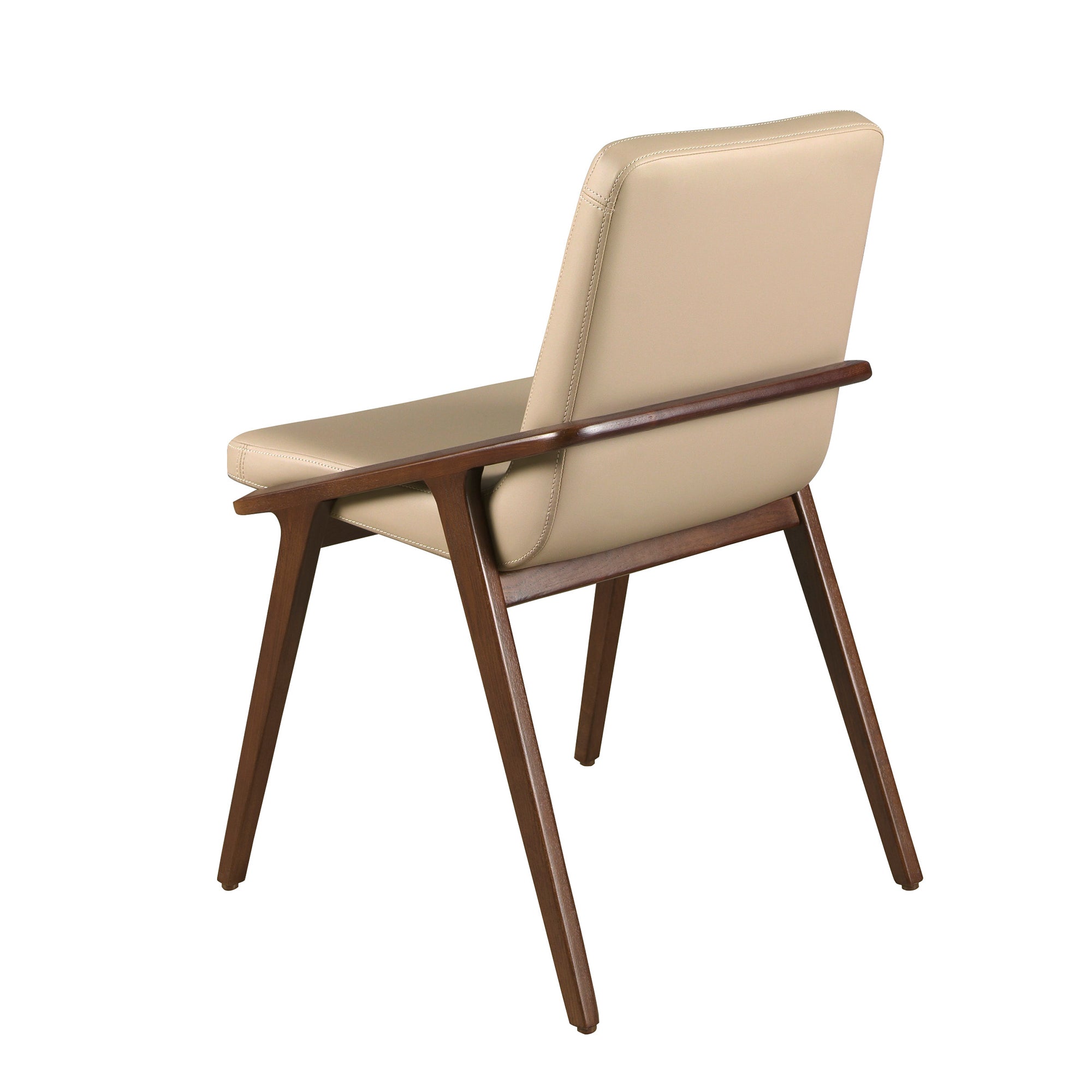 Chair upholstered in leatherette and solid walnut wood frame