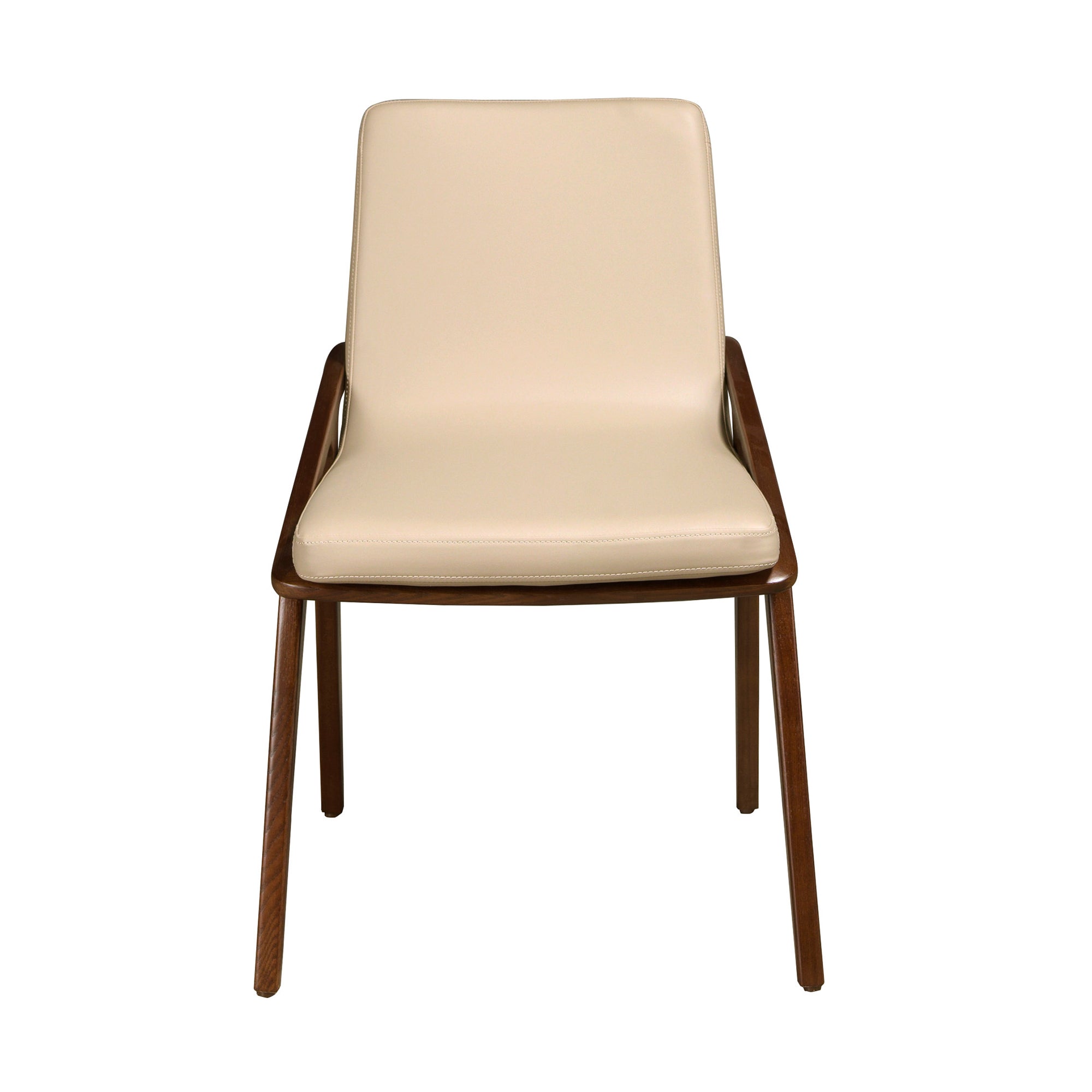Chair upholstered in leatherette and solid walnut wood frame