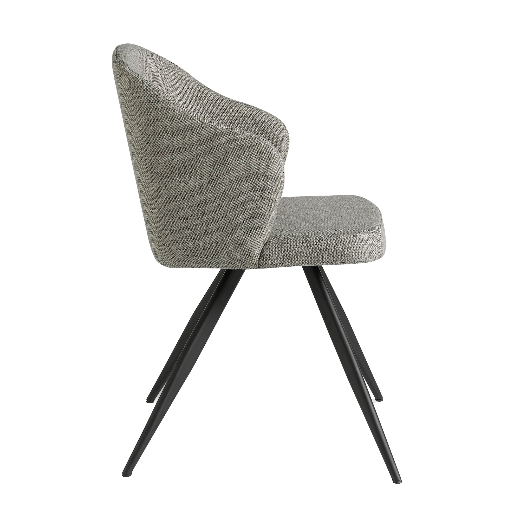 Chair upholstered in fabric with black steel legs