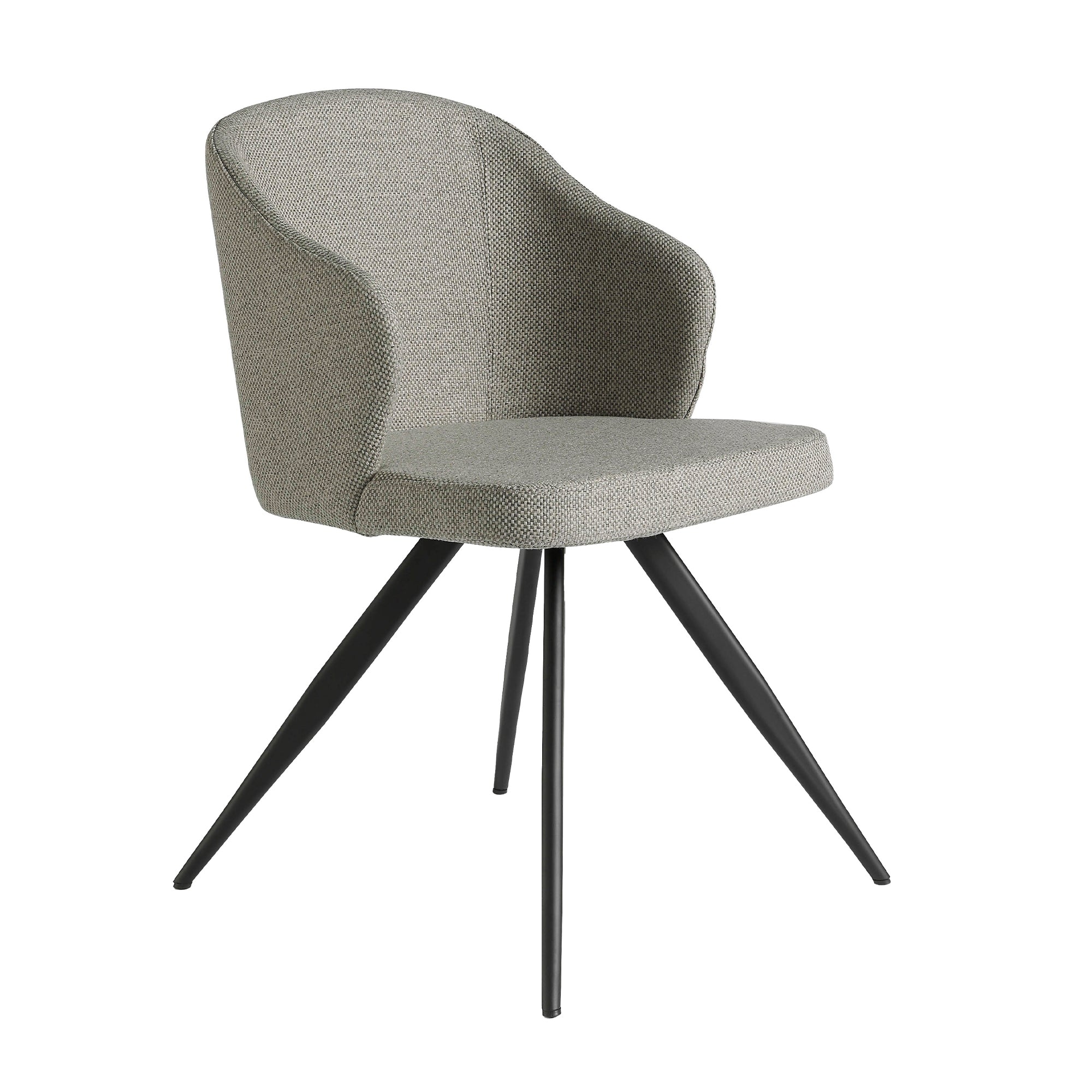 Chair upholstered in fabric with black steel legs