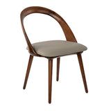 Upholstered chair in walnut veneered wood