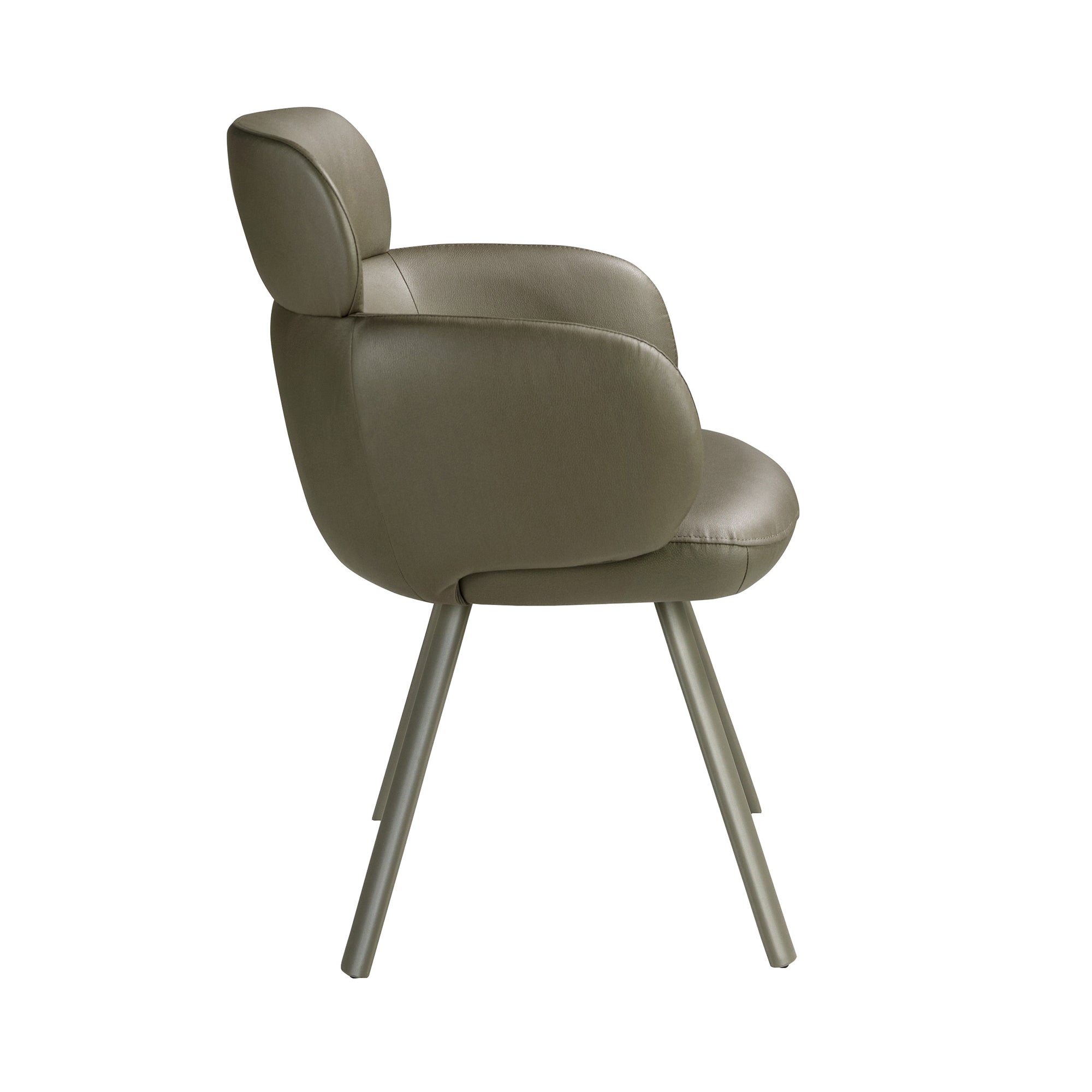 Swivel chair in olive green leatherette