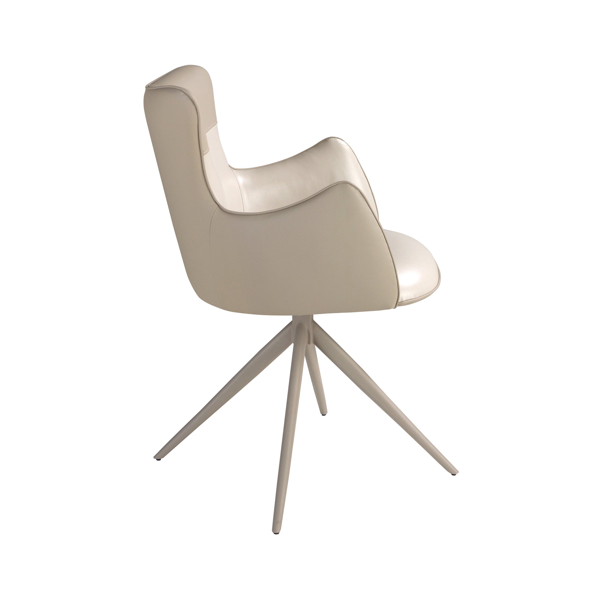 Swivel chair in off-white and greige leatherette