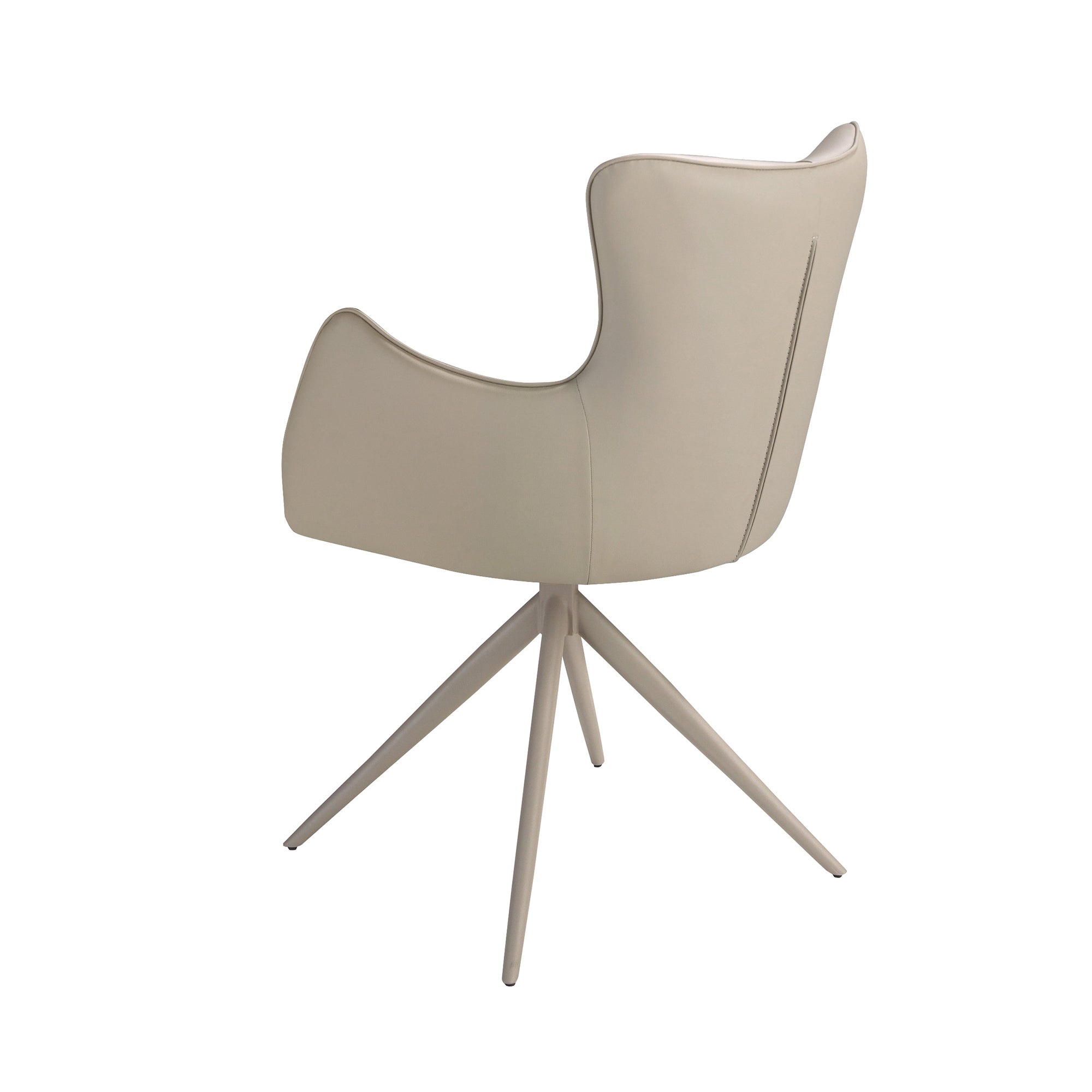 Swivel chair in off-white and greige leatherette