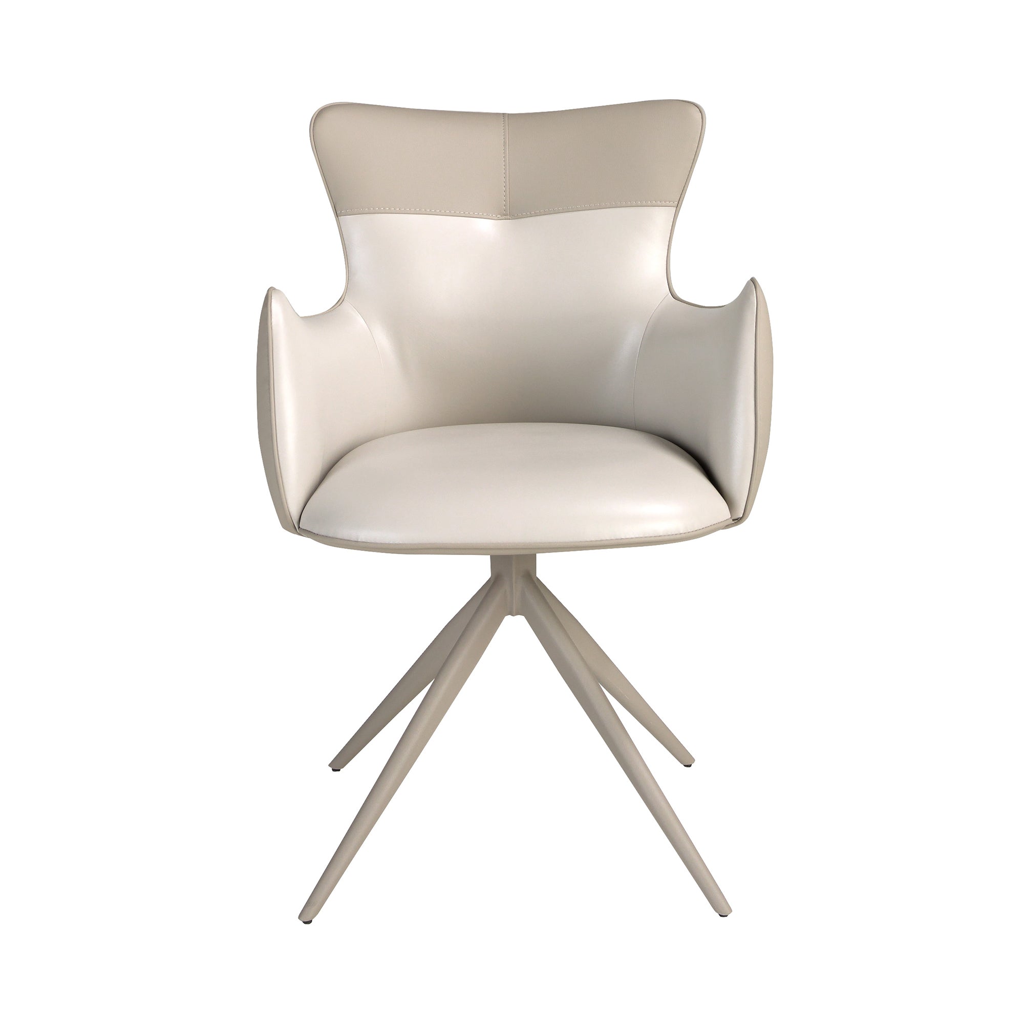 Swivel chair in off-white and greige leatherette