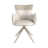 Swivel chair in off-white and greige leatherette