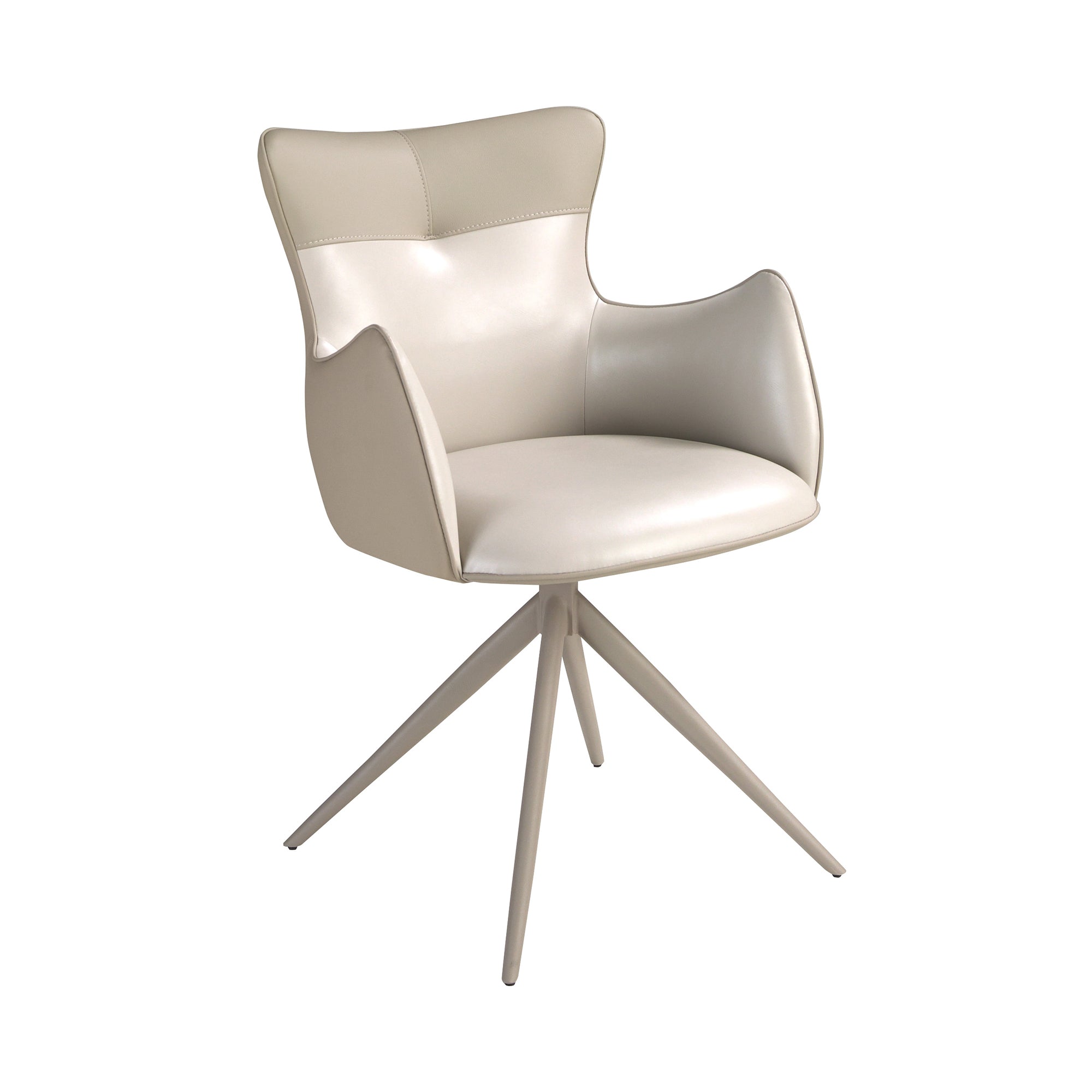 Swivel chair in off-white and greige leatherette