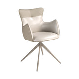 Swivel chair in off-white and greige leatherette