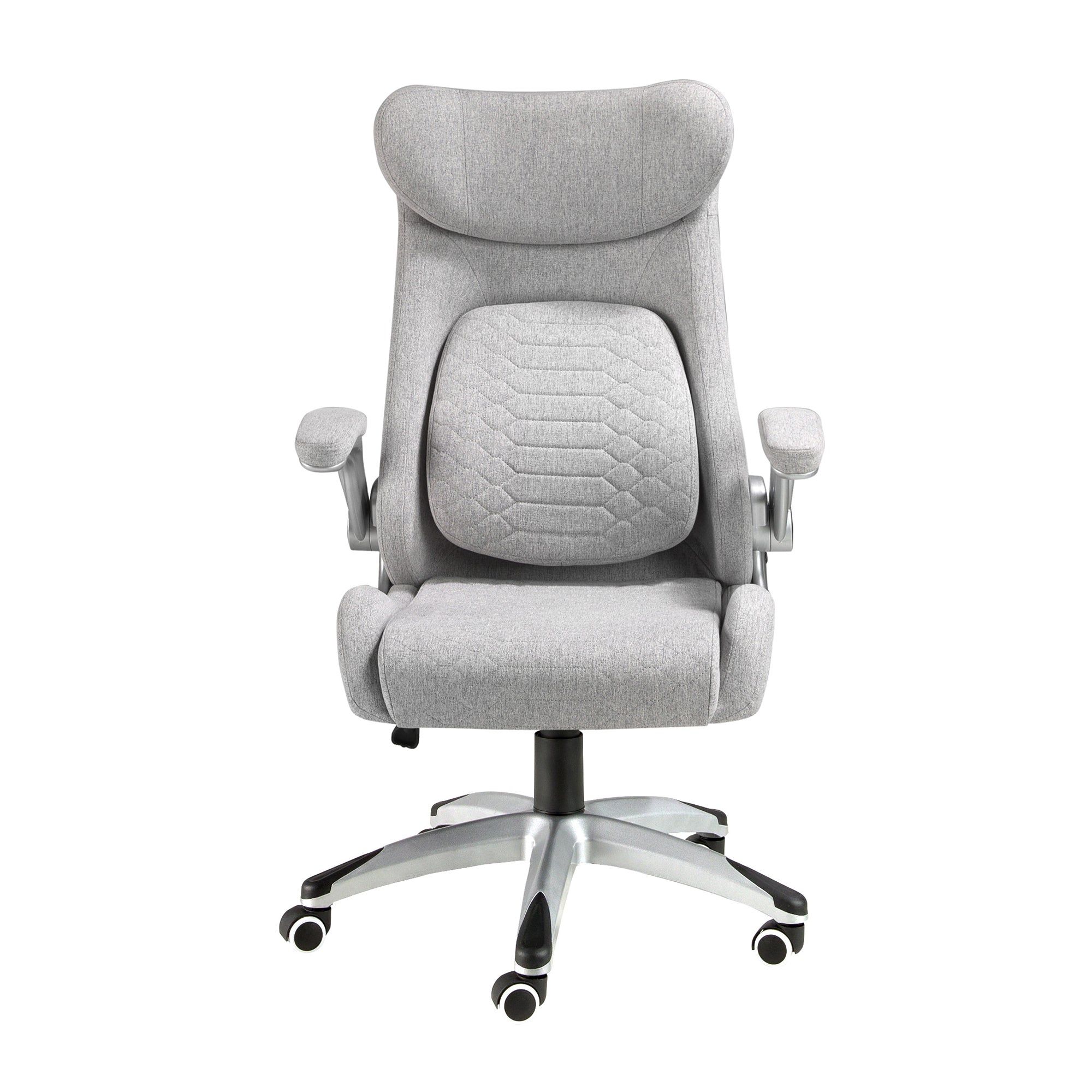 Grey fabric swivel office chair