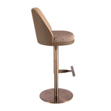 Swivel stool in mottled brown fabric and brown leatherette