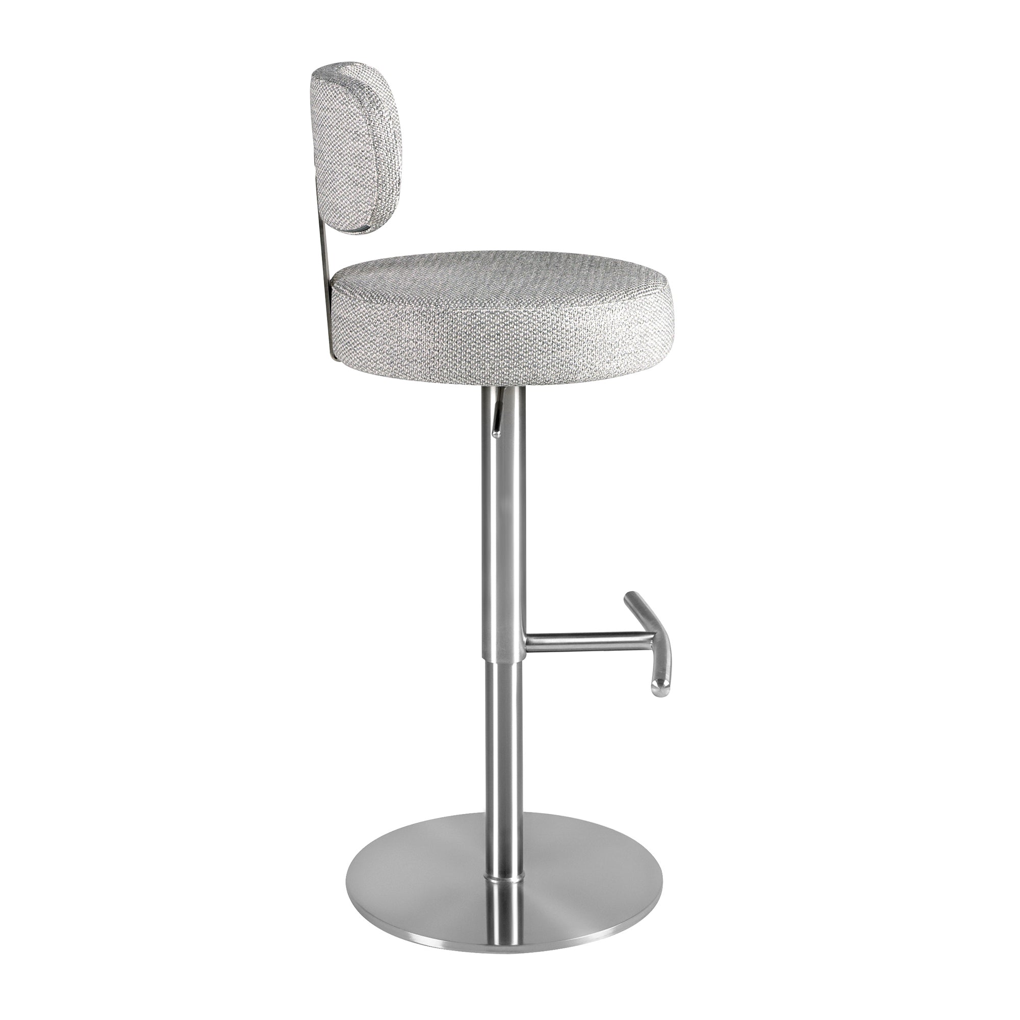 Swivel stool in light grey marbled fabric