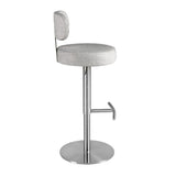 Swivel stool in light grey marbled fabric