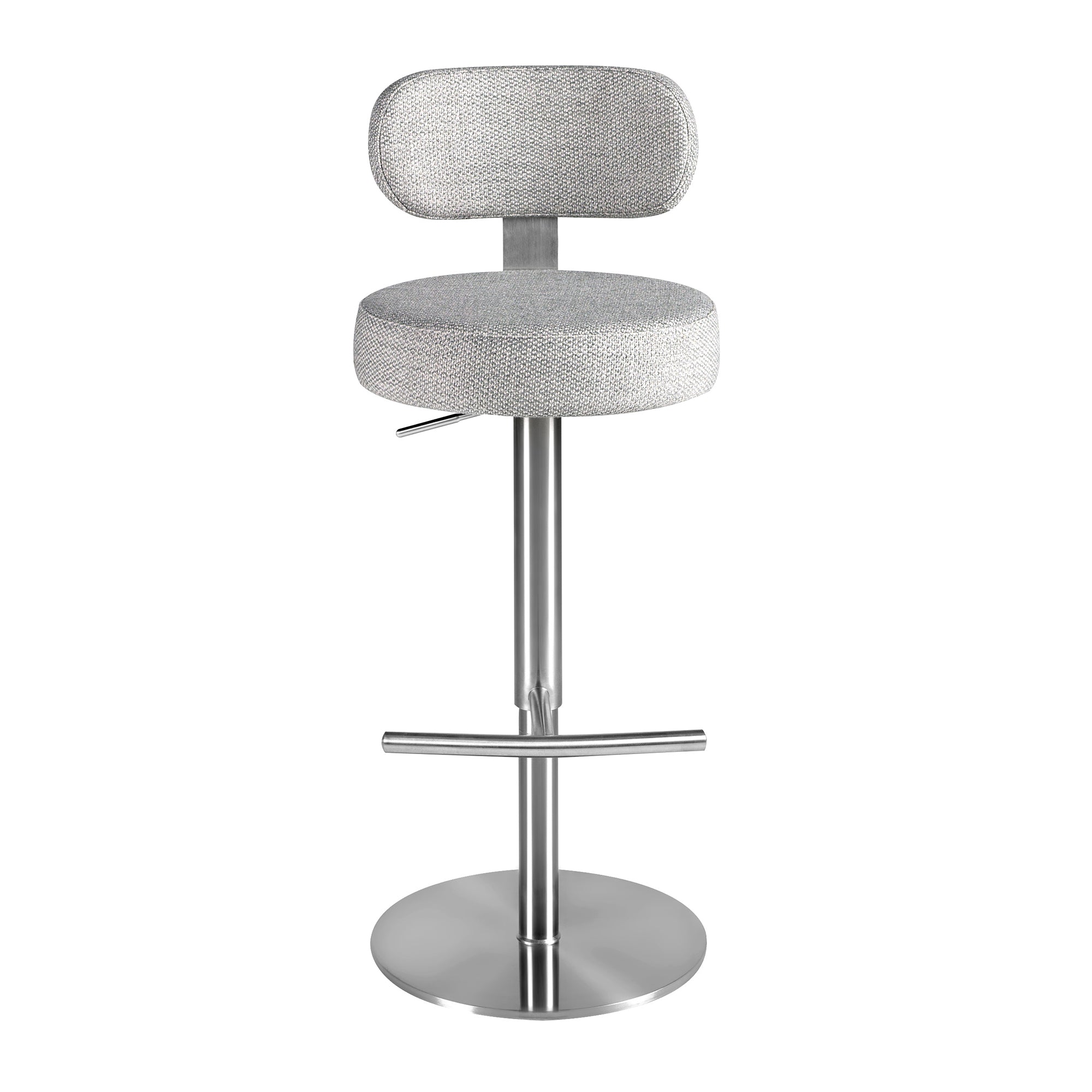 Swivel stool in light grey marbled fabric