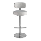 Swivel stool in light grey marbled fabric