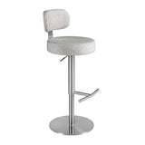 Swivel stool in light grey marbled fabric