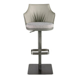 Swivel stool in grey marbled fabric and dark grey leatherette