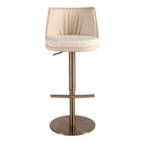 Swivel stool in cream marbled fabric and cream leatherette