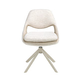 Swivel chair in off-white and cream fabric