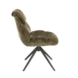 Olive green velvet swivel chair