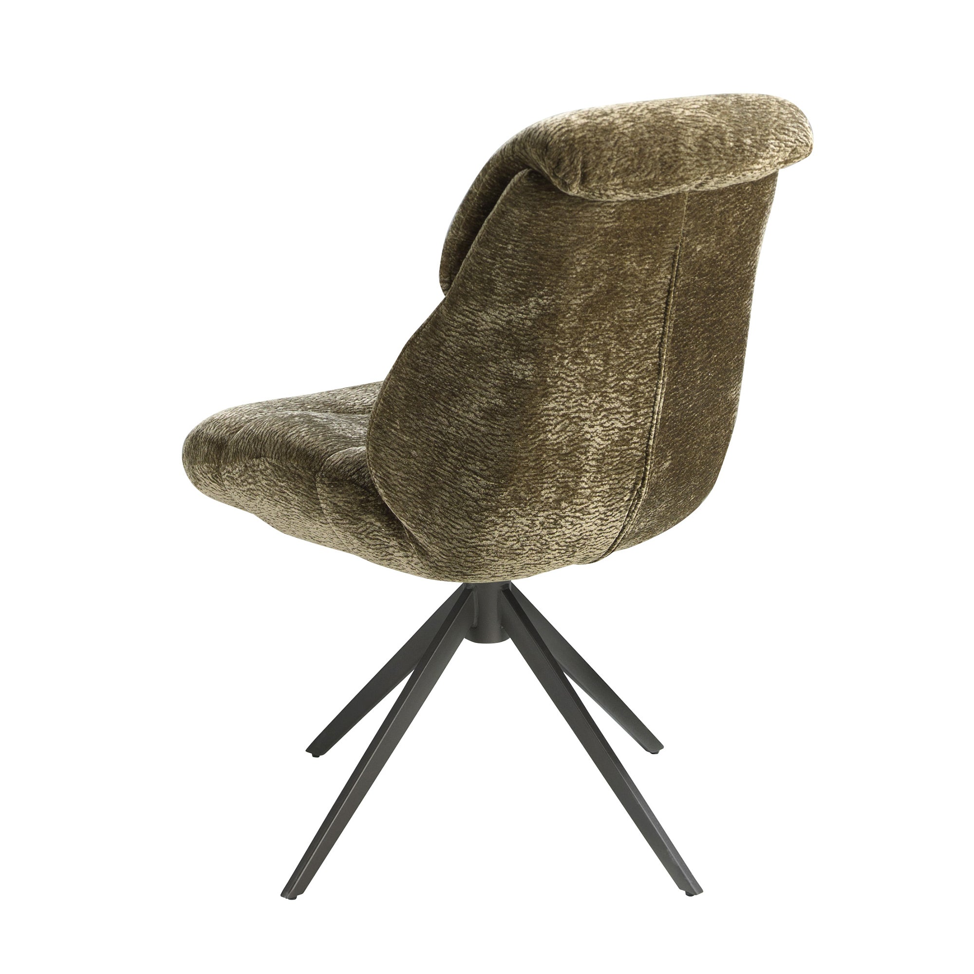 Olive green velvet swivel chair