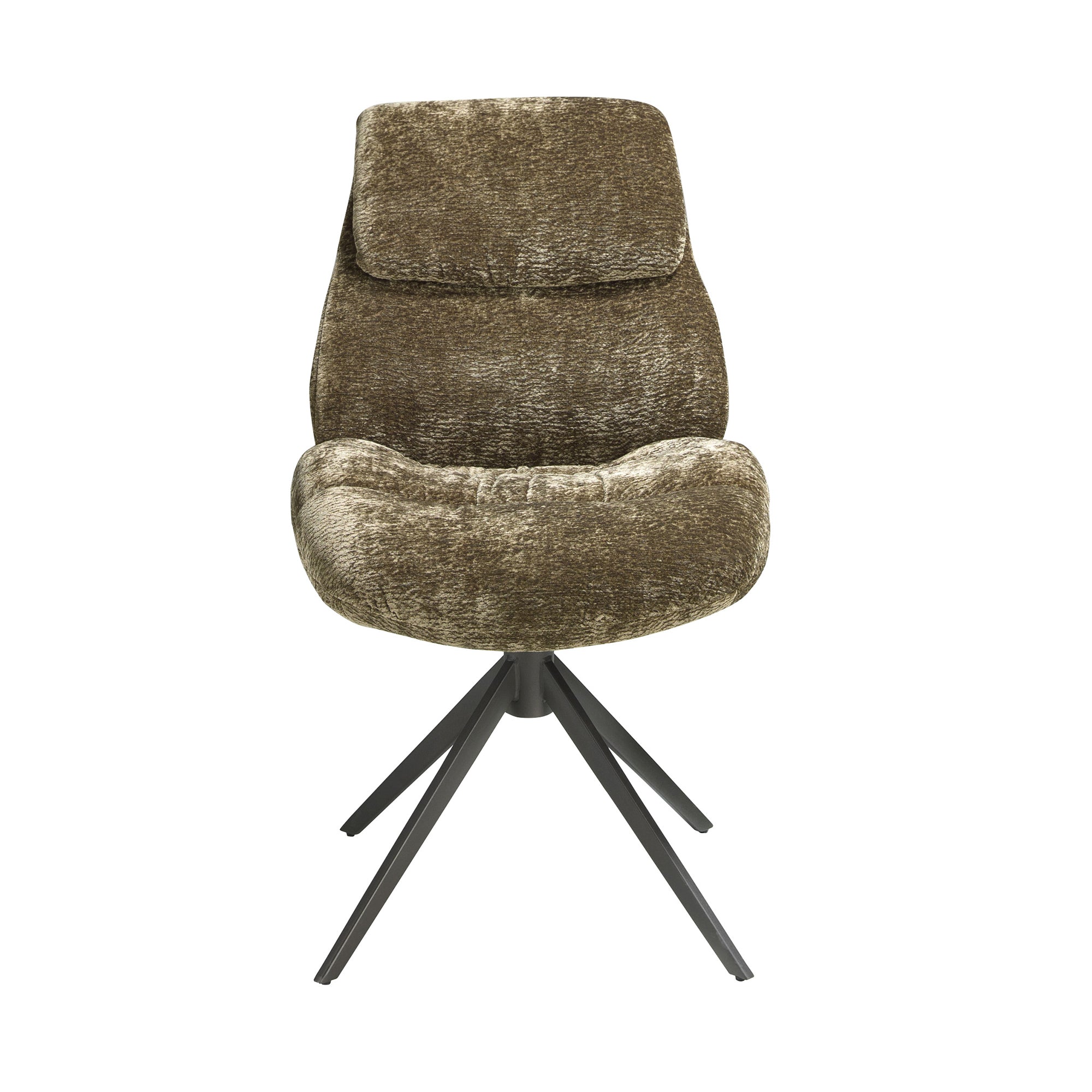 Olive green velvet swivel chair