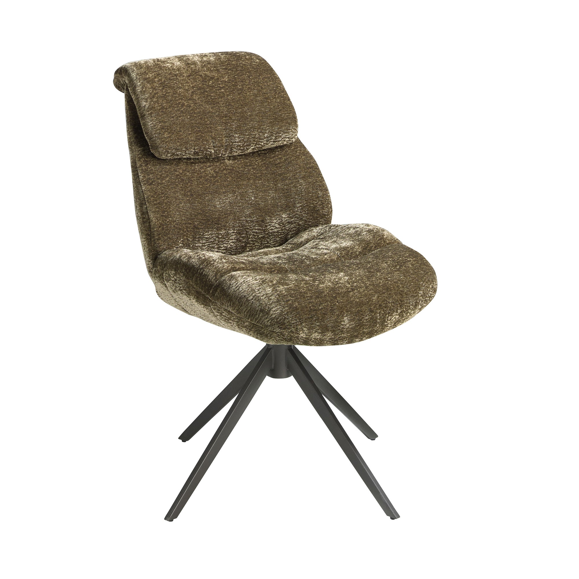 Olive green velvet swivel chair