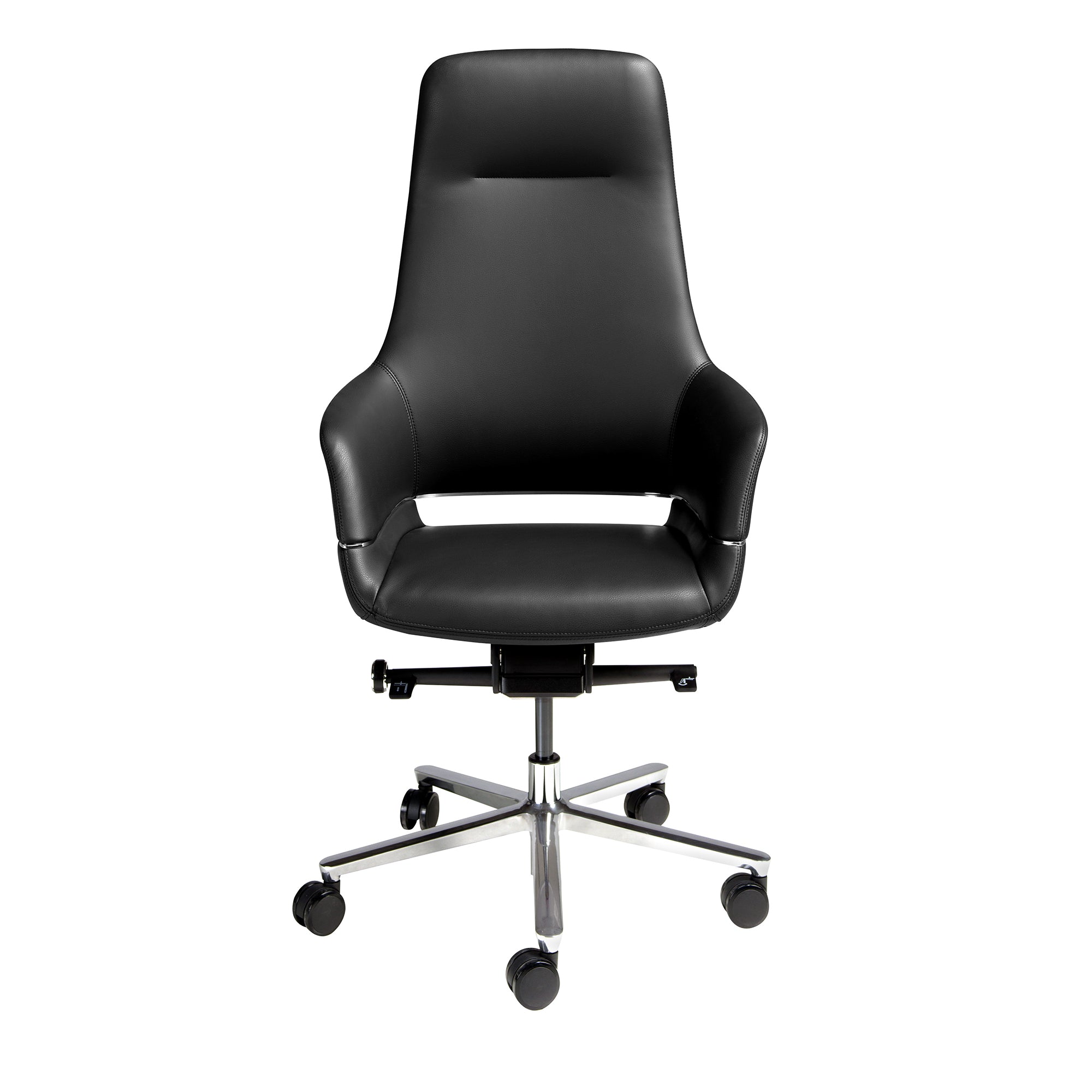 Black leatherette swivel office chair