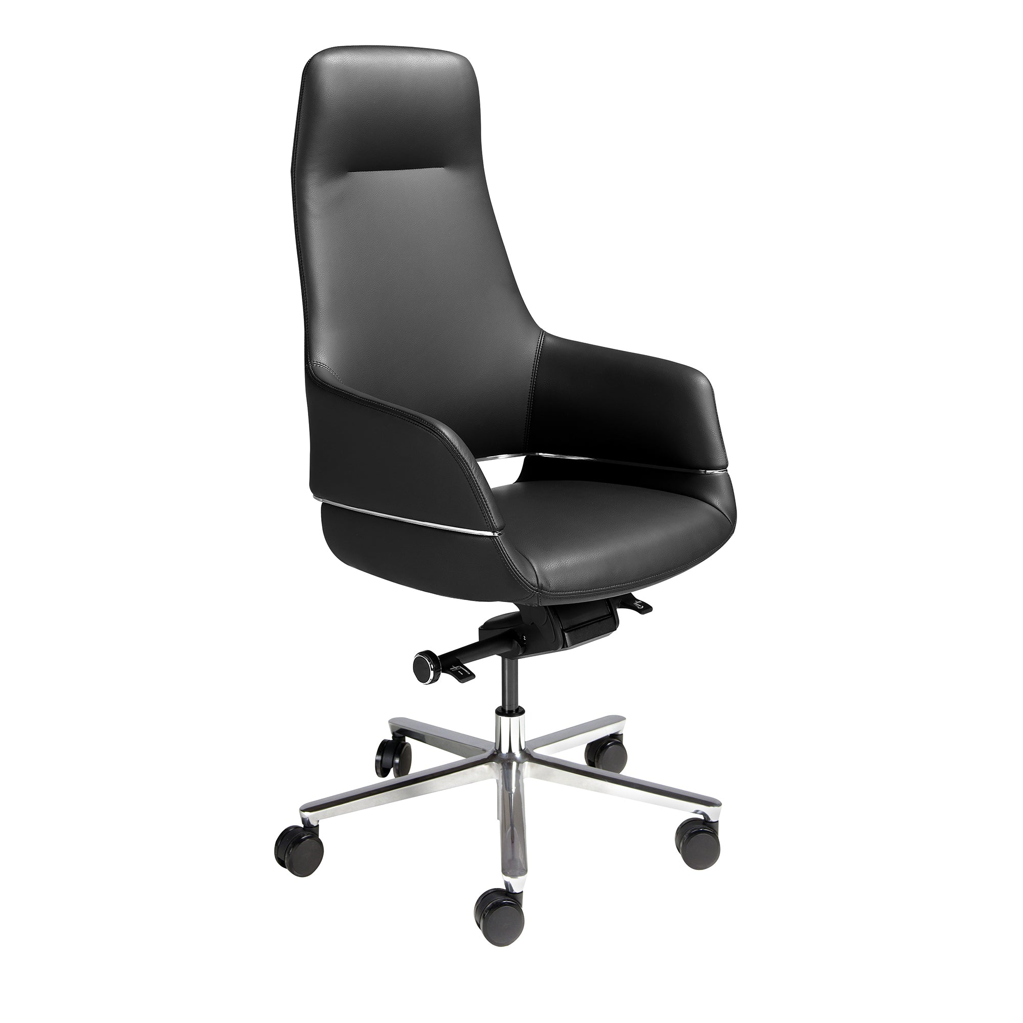 Black leatherette swivel office chair