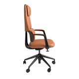 Swivel office chair in brown leatherette